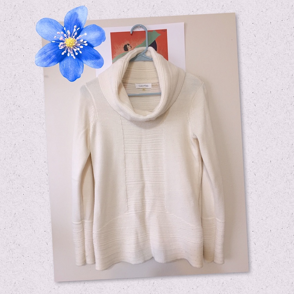 CK Off-White Cowl neck sweater